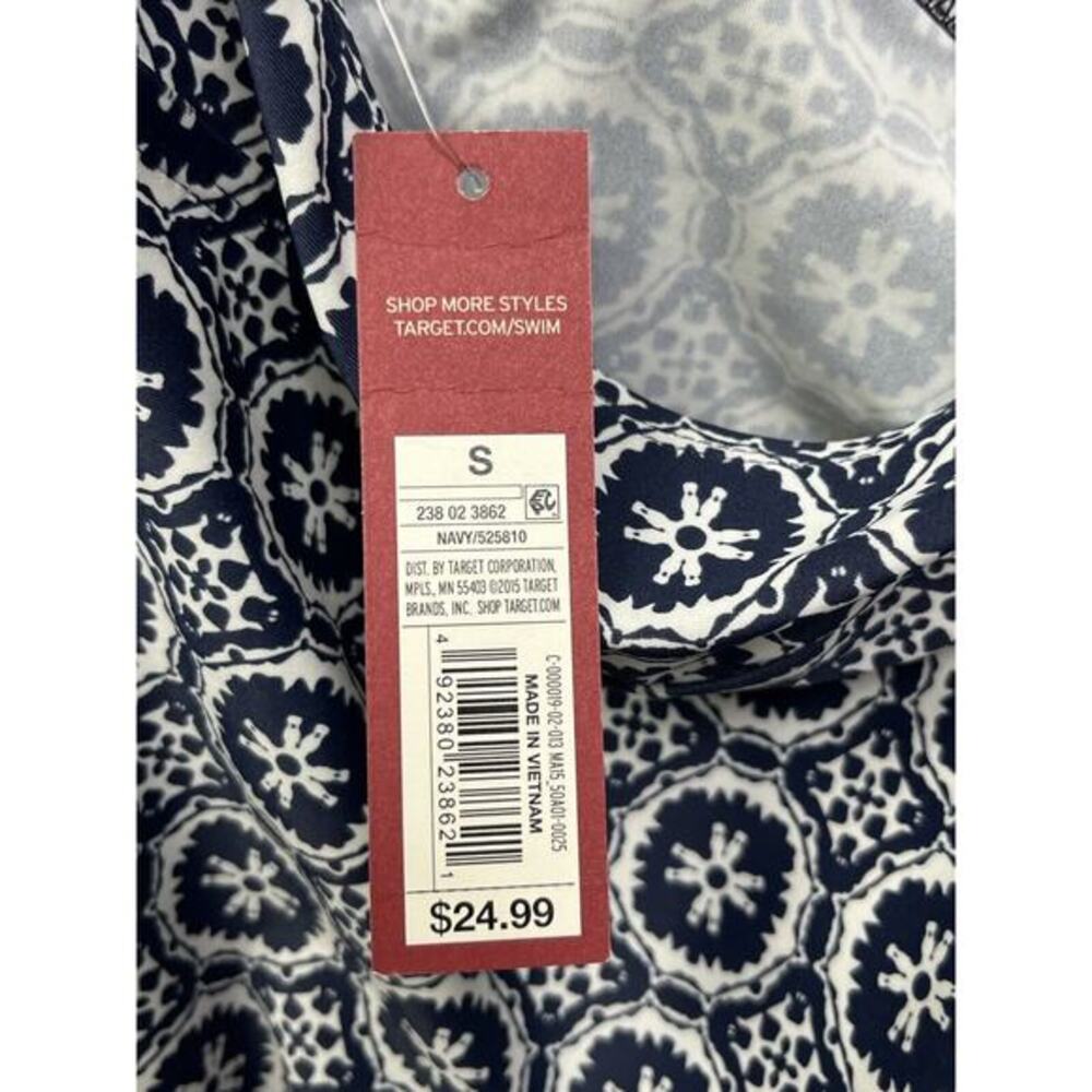 Merona Halter Swim Top Womens Size Small Built-In Padded Bra Navy White NEW - Picture 6 of 7